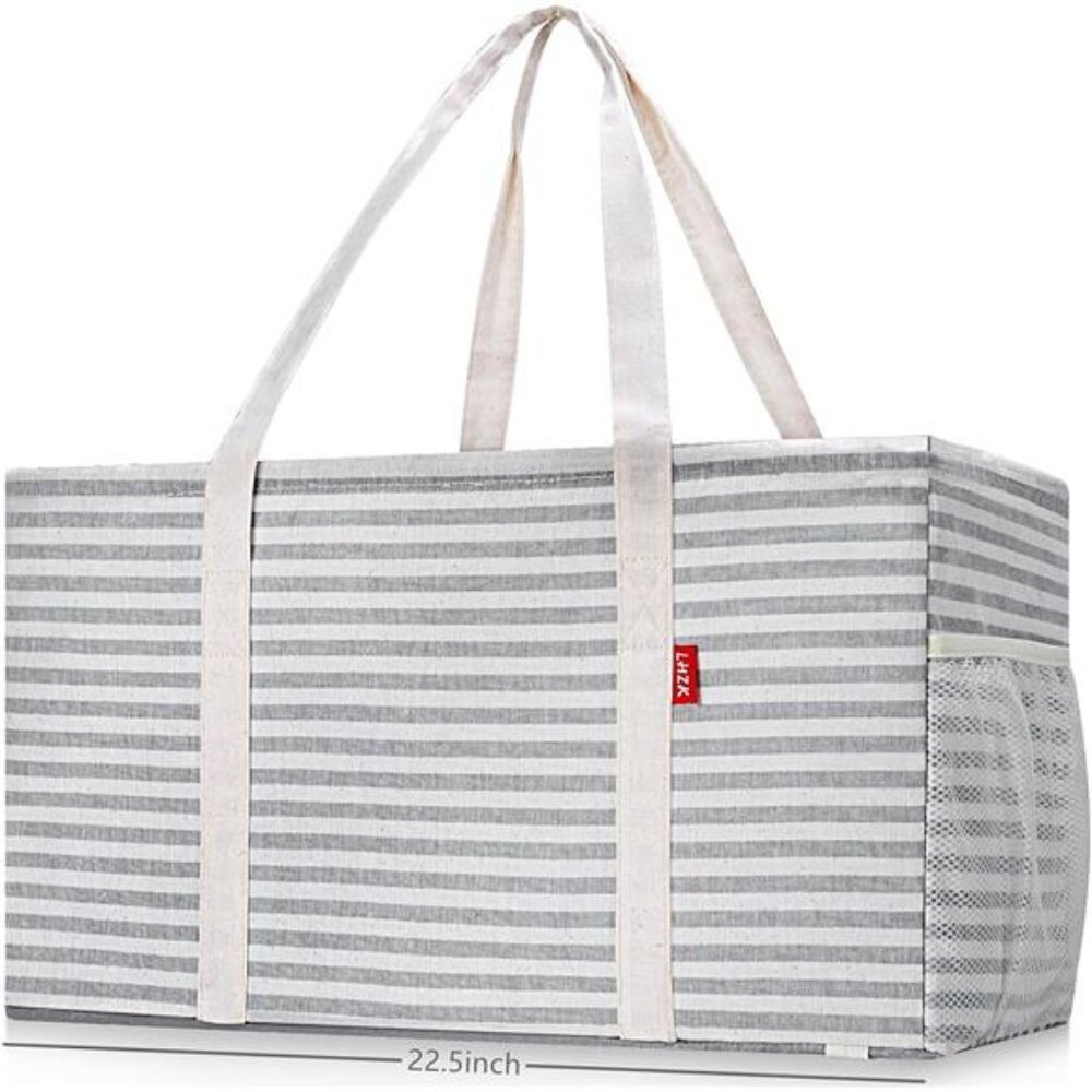 Standing Extra Large Utility Tote Bag with Metal Wire Frame and the Sides